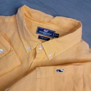 Vineyard Vines Linen Shirt Men's Size XL Orange Long Sleeve Button Up Solid